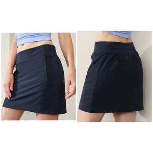 Athleta Navy Athletic Pull-On Skort with Zip Pocket